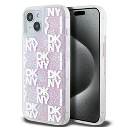 DKNY DKHCP15SLCPEPP iPhone 15 / 14 / 13 6.1" różowy/pink hardcase Liquid Glitter Multilogo