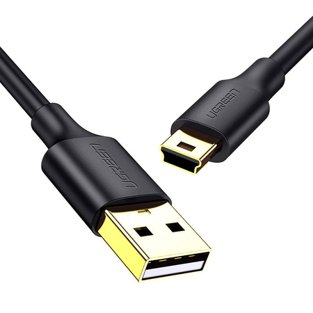 Ugreen 5-pinowy pozłacany  kabel USB - mini USB 0,5m czarny (US132)