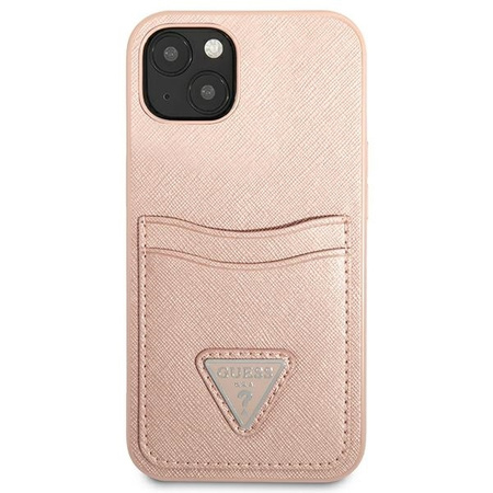 Case IPHONE 13 MINI Guess Hardcase Saffianotriangle Logo Cardslot (GUHCP13SPSATPP) pink