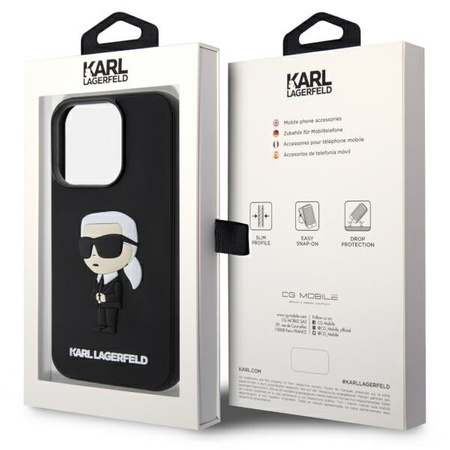 Karl Lagerfeld KLHCP14L3DRKINK iPhone 14 Pro 6.1" black/black hardcase Rubber Ikonik 3D