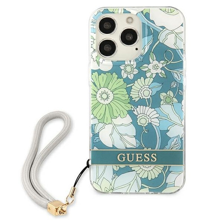 Case IPHONE 13 PRO Guess Hardcase Flower Strap (GUHCP13LHFLSN) green