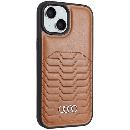 Audi Synthetic Leather MagSafe iPhone 15 Plus / 14 Plus 6.7" brązowy/brown hardcase AU-TPUPCMIP15M-GT/D3-BN