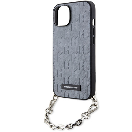 Karl Lagerfeld KLHCP14SSACKLHPG iPhone 14 6.1" silver/silver hardcase Saffiano Monogram Chain