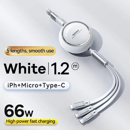 KABEL REMAX LINON SERIES 66W 3IN1 USB-C/MICRO/LIGHTNING RC-C029 WHITE