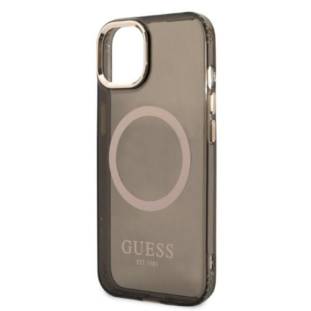 Oryginalne Etui IPHONE 13 Guess Hard Case Gold Outline Translucent MagSafe (GUHMP13MHTCMK) czarne