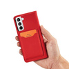 Magnet Card Case for Samsung Galaxy S22 + (S22 Plus) Pouch Wallet Card Holder Red