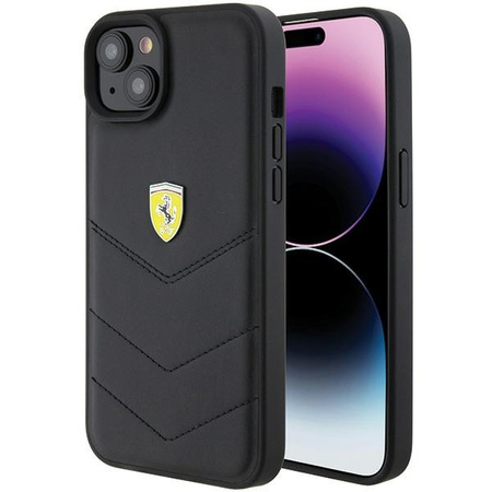 Ferrari FEHCP15MRDUK iPhone 15 Plus 6,7" schwarz/schwarzes Hardcase mit gestepptem Metalllogo