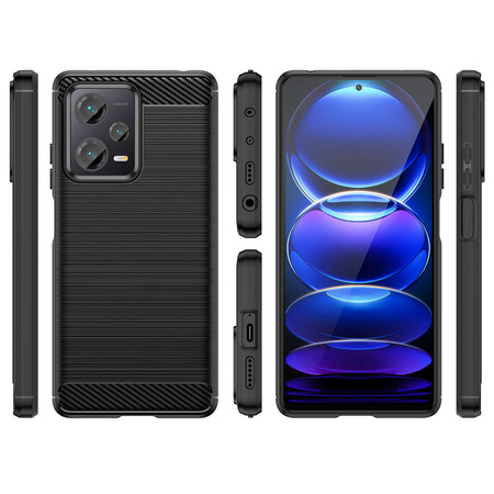 Carbon Case etui do Xiaomi Redmi Note 12 Pro+ elastyczny silikonowy karbonowy pokrowiec czarne