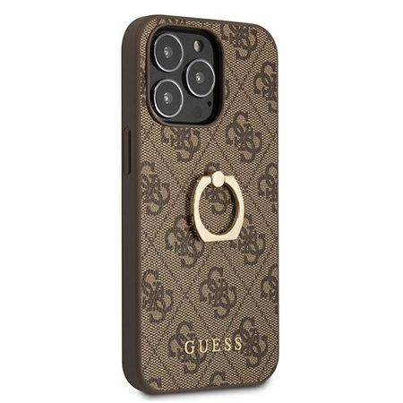 Guess GUHCP13L4GMRBR iPhone 13 Pro 6,1" brązowy/brown hardcase 4G with ring stand