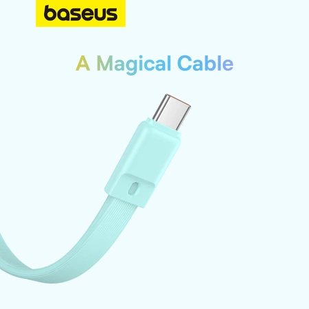 Baseus Magnetic Mini MagSafe 10000 mAh 30 W Powerbank mit integriertem Lightning Kabel – blau + Baseus Simple Series USB-C – USB-C 60 W 0,3 m Kabel