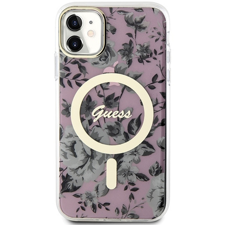 Guess GUHMN61HCFWSP iPhone 11 / Xr 6.1" pink/pink hardcase Flower MagSafe