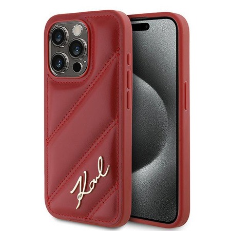 Karl Lagerfeld KLHCP15LPQDSMGR iPhone 15 Pro 6.1" czerwony/red hardcase Diagonal Quilted Script