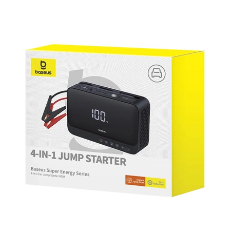 Jump starter Baseus Super Energy BS-CH013 4w1 600A z latarką / powerbankiem 6000mAh / kompresorem - czarny