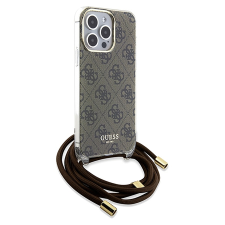 Guess nakładka do iPhone 15 Pro 6,1&quot; GUHCP15LHC4SEW HC CROSSBODY CORD 4G PRINT brązowa