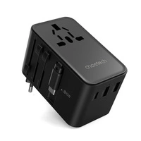 Adapter podróżny Choetech PD5021 45W EU / US / AUS / UK z wbudowanym kablem USB-C - czarny