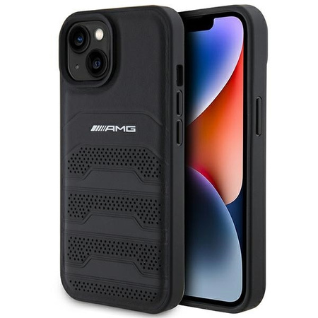 Etui AMG Leather Debossed Lines do iPhone 15 - czarne