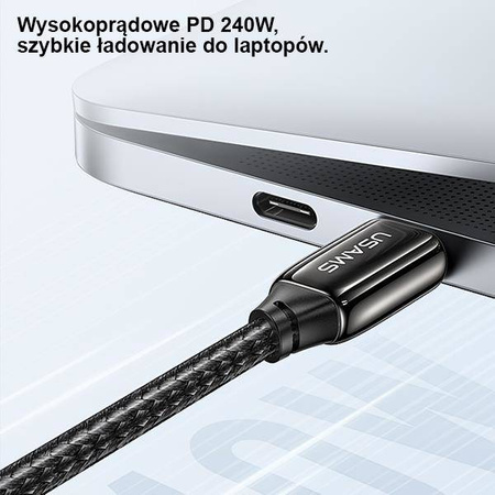 USAMS Kabel pleciony U82 USB-C na USB-C 2m 240W PD 3.1 Fast Charging czarny/black SJ581USB01 (US-SJ581)