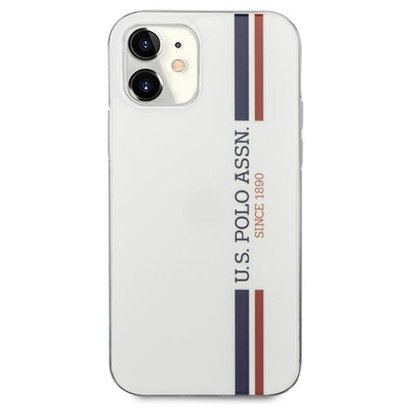 US Polo Assn Shiny Tricolor Stripes - Etui iPhone 12 Mini (biały)