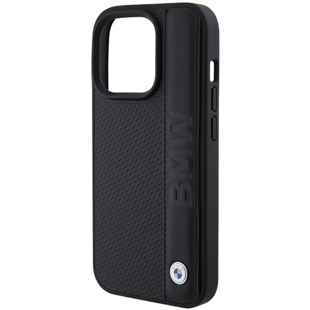 BMW Leather Textured & Stripe case for iPhone 15 Pro - black