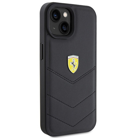 Ferrari Quilted Metal Logo case for iPhone 15 - black