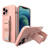 Rope case gel TPU airbag case cover with lanyard for iPhone 11 Pro Max pink