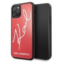 Karl Lagerfeld Double Layers Tempered Glass Glitter Signature Case -  Etui iPhone 11 Pro (czerwony)