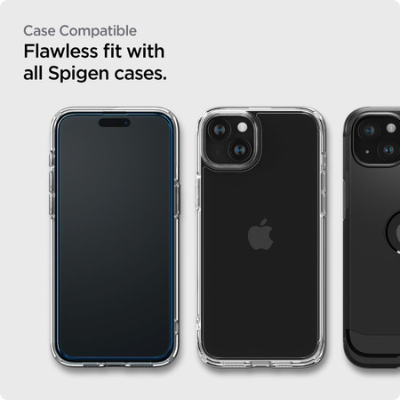 TEMPERED Spigen ALM GLASS FC 2-PACK IPHONE 15 BLACK