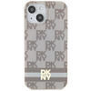 DKNY DKHMP14SHCPTSE iPhone 14 / 15 / 13 6.1" beżowy/beige hardcase IML Checkered Mono Pattern & Printed Stripes MagSafe