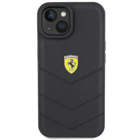 Ferrari Quilted Metal Logo case for iPhone 15 - black