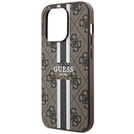 Guess GUHMP14XP4RPSW iPhone 14 Pro Max 6.7" brązowy/brown hardcase 4G Printed Stripes MagSafe