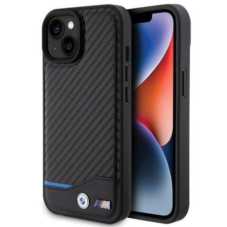 Etui BMW Leather Carbon na iPhone 15 - czarne