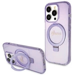 Guess Ring Stand Script Glitter MagSafe case for iPhone 15 Pro - purple