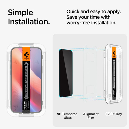 TEMPERED GLASS Spigen GLAS.TR "EZ FIT" 2-PACK IPHONE 15 PRIVACY