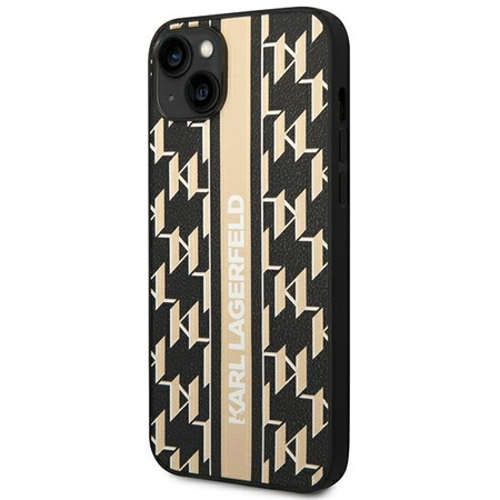 Oryginalne Etui IPHONE 14 PLUS Karl Lagerfeld Hardcase Monogram Stripe (KLHCP14MPGKLSKW) brązowe