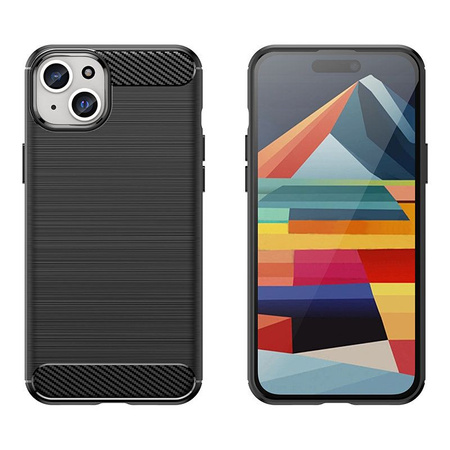 Flexible Carbon-Musterhülle für iPhone 15 Plus Carbon Case – Schwarz