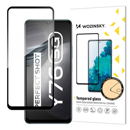 Wozinsky Tempered Glass Full Glue Super Robust Panzerglas Vollbild Hartglas mit Rahmen Case Friendly für Vivo Y76 5G / Y76s / Y74s schwarz