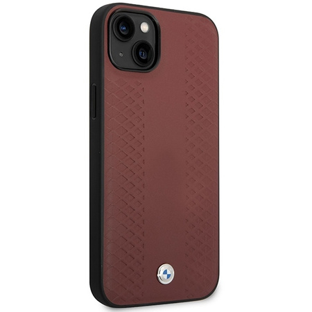 Original Case IPHONE 14 BMW Leather Diamond Pattern (BMHCP14S22RFGR) burgundy