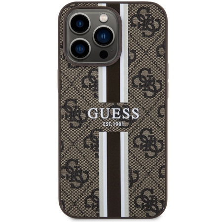 Guess GUHMP13LP4RPSW iPhone 13 Pro / 13 6,1&quot; braun/braunes Hardcase 4G bedruckte Streifen MagSafe