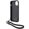 BMW Signature Leather Wordmark Cord Case for iPhone 15/14/13 - Black