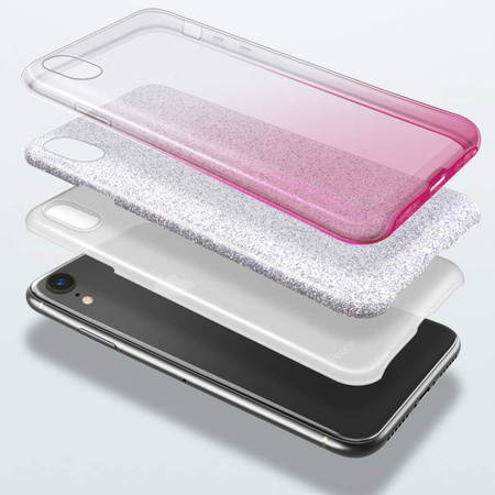 Case SAMSUNG GALAXY A03S Glitter silver & pink