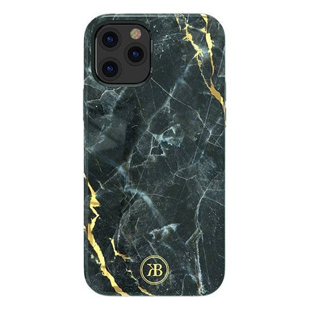 Kingxbar Marble Series eleganckie etui pokrowiec z nadrukiem marmur iPhone 12 mini czarny