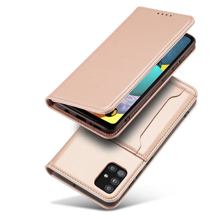 Magnet Card Case etui do Samsung Galaxy A13 5G pokrowiec portfel na karty kartę podstawka różowy