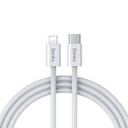 Benks Kabel D46 - Typ C na Lightning - PD 27W 3A 1 metr biały