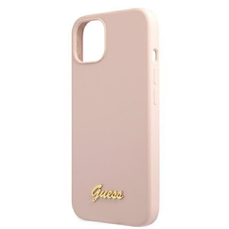 Guess GUHMP13MLSLMGLP iPhone 13 6.1 &quot;light pink / light pink hardcase Silicone Script Gold Logo Magsafe