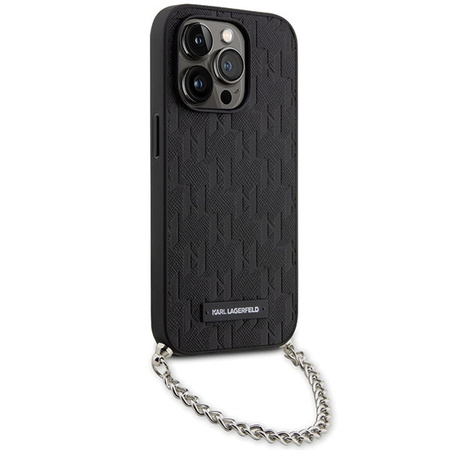 Karl Lagerfeld KLHCP14LSACKLHPK iPhone 14 Pro 6.1&quot; black/black hardcase Saffiano Monogram Chain