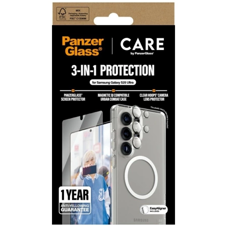 CARE by PanzerGlass Flagship 3in1 Case + Glass + Lens Protective Kit for Samsung Galaxy S25 Ultra