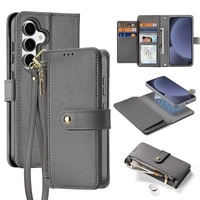 Dux Ducis Lawa Leather Case for Samsung Galaxy S25+ with Detachable Magnetic Wallet - Gray