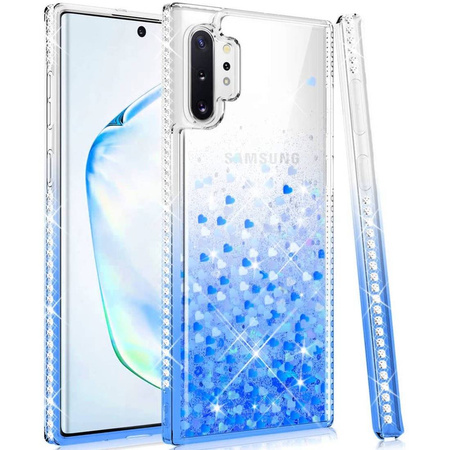 Etui SAMSUNG GALAXY S21+ PLUS Diamond Liquid Przelewany Brokat niebieskie