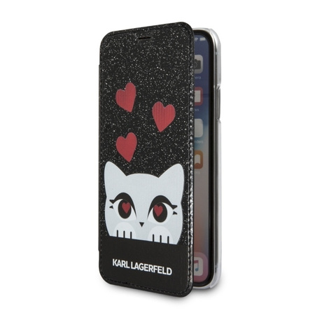 Original Case IPHONE X / XS Karl Lagerfeld Book Valentine (KLFLBKPXVDCBK) black