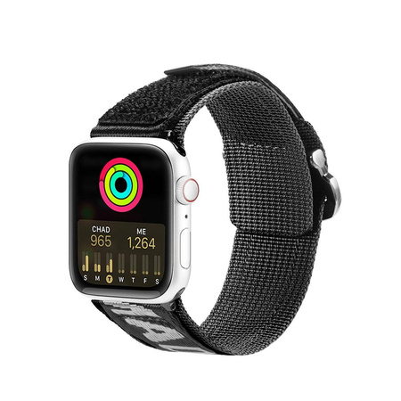 Dux Ducis Strap (Outdoor Version) Armband für Apple Watch Ultra, SE, 8, 7, 6, 5, 4, 3, 2, 1 (49, 45, 44, 42 mm) Nylonband Schwarz Silber Armband